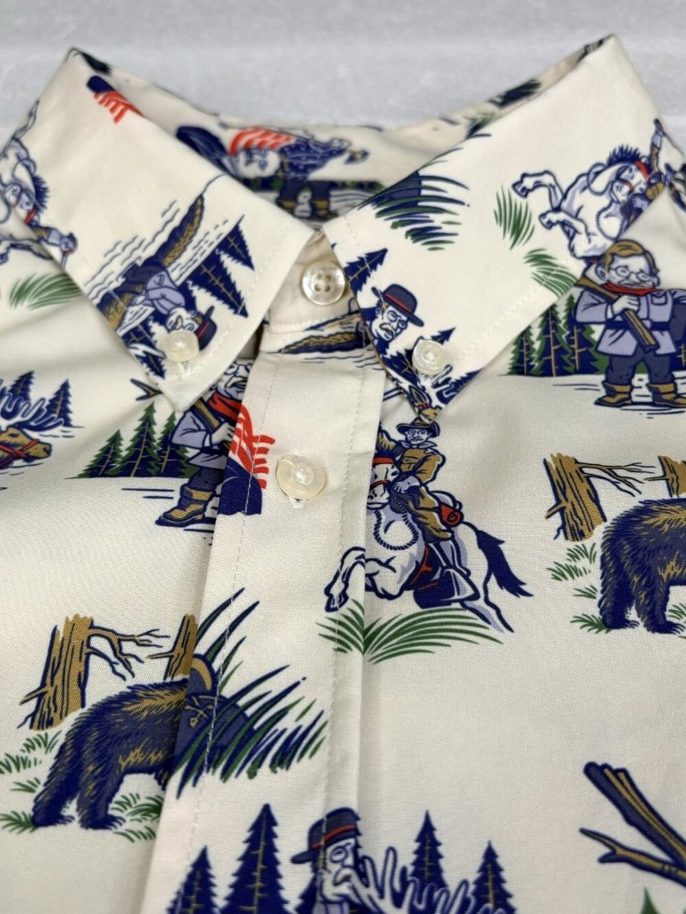 RSVLTS The Roosevelts Teddy AOP Men's XL Original Design S/S Button Down Shirt